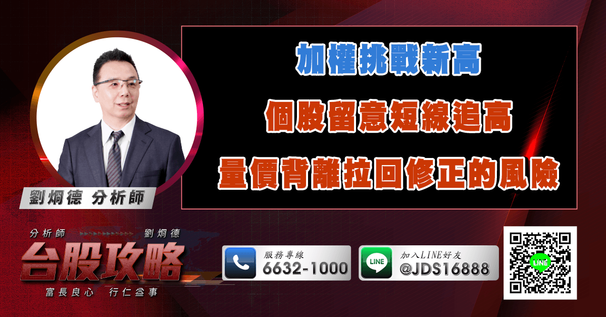 加權挑戰新高 個股留意短線追高量價背離拉回修正的風險 (圖)